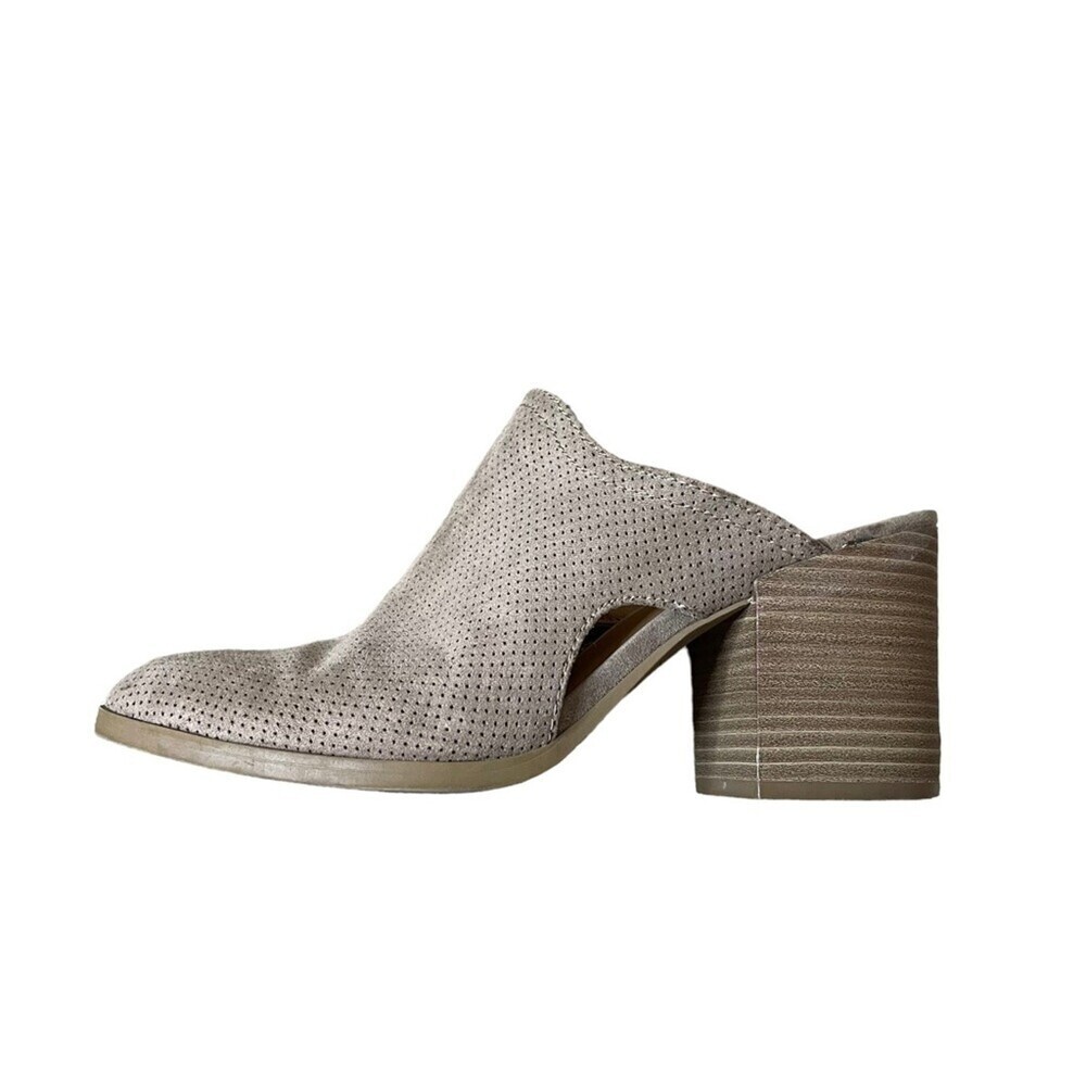 Dolce Vita slip on open back shoes booties chunky block heel tan SZ 9 side cut